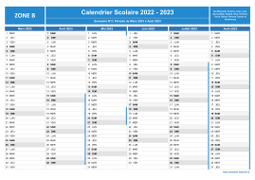 Calendrier scolaire 2022-2023 - Zone B à imprimer - 2nd semestre
