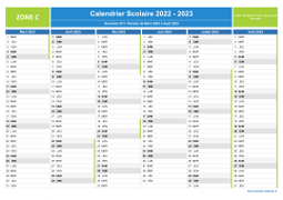 Calendrier scolaire 2022-2023 de la Zone C à imprimer - 2nd semestre