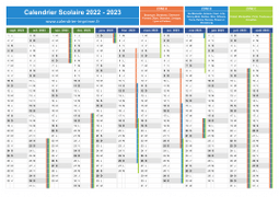 Calendrier scolaire 2022-2023 - Zones A-B-C à télécharger gratuit et imprimer