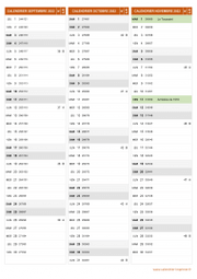 Calendrier pour les mois de Septembre à Novembre 2022 portrait 2