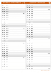 Calendrier pour les mois de Septembre et Octobre 2022 portrait 2