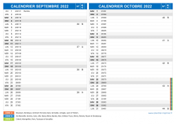 Calendrier scolaire pour Septembre et Octobre 2022 paysage 2