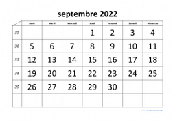 calendrier septembre 2022