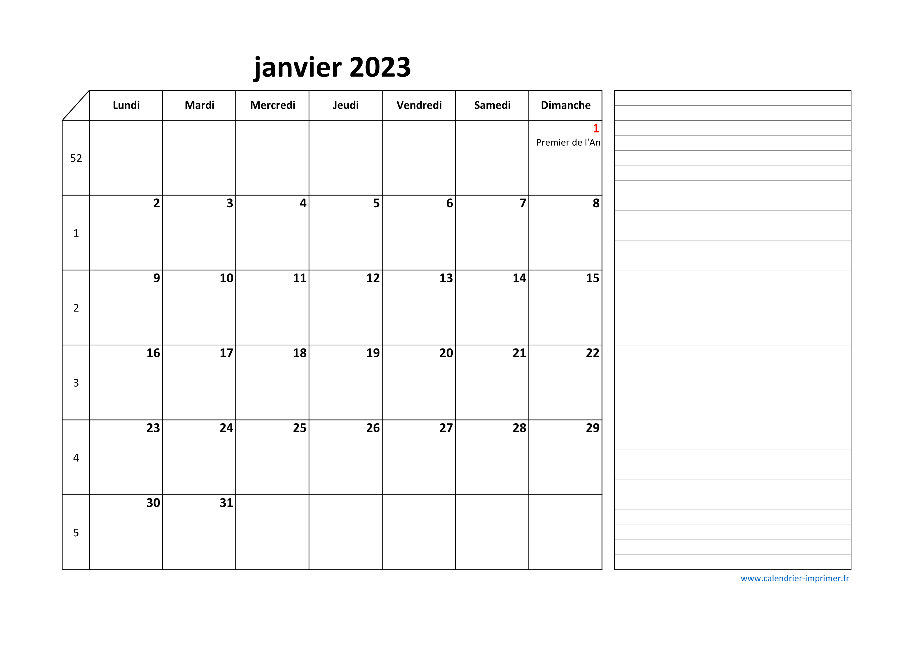 CALENDRIER JANVIER 1996 : LE CALENDRIER DU MOIS DE JANVIER GRATUIT A  IMPRIMER - AGENDA