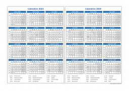 Calendrier Janvier 2023 à Décembre 2024 Horizontal Modèle 03