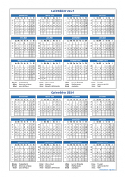Calendrier Janvier 2023 à Décembre 2024 Vertical Modèle 01