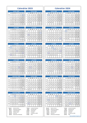 Calendrier Janvier 2023 à Décembre 2024 Vertical Modèle 03