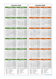 Calendrier Janvier 2023 à Décembre 2024 Vertical Modèle 04