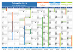 Calendrier 2023 avec vacances, jours fériés et semaine A-B