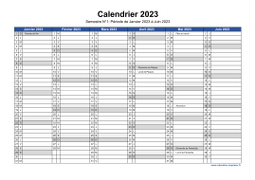 Calendrier Annuel 2023 Semestre