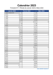 Calendrier Annuel 2023 Trimestre
