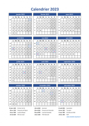 Calendrier Annuel 2023 Vacances Vertical