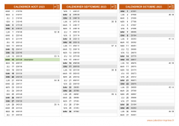 Calendrier pour les mois de Août à Octobre 2023 paysage 2