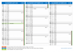 Calendrier scolaire pour Août à Octobre 2023 paysage 2