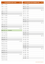 Calendrier pour les mois de Août et Septembre 2023 portrait 2