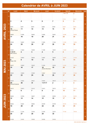 Calendrier pour les mois de Avril à Juin 2023 portrait 1