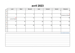 Calendrier avril 2023 modele 07