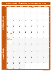 Calendrier pour les mois de Décembre 2023 et Janvier 2024 portrait 1