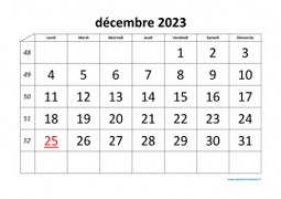 calendrier décembre 2023
