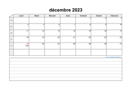 Calendrier décembre 2023 modele 07