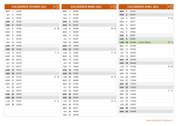 Calendrier pour les mois de Février à Avril 2023 paysage 2