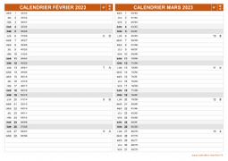 Calendrier pour les mois de Février et Mars 2023 paysage 2