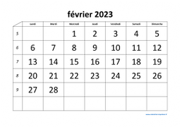 calendrier février 2023