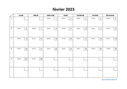 Calendrier février 2023 modele 02