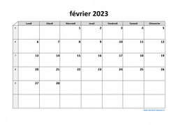 Calendrier février 2023 modele 03