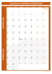 Calendrier pour les mois de Janvier et Février 2023 portrait 1