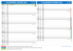 Calendrier scolaire pour Janvier et Février 2023 paysage 2