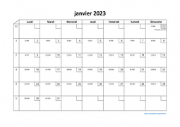 Calendrier janvier 2023 modele 02