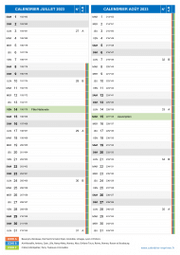 Calendrier scolaire pour Juillet et Août 2023 portrait 2
