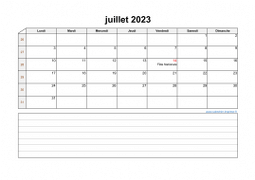 Calendrier juillet 2023 modele 07