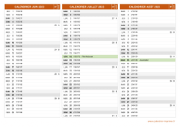 Calendrier pour les mois de Juin à Août 2023 paysage 2