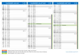 Calendrier scolaire pour Juin à Août 2023 paysage 2