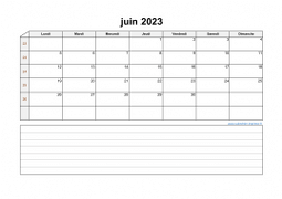 Calendrier juin 2023 modele 07
