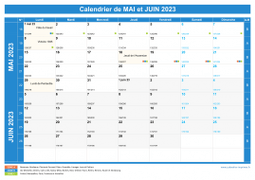 Calendrier scolaire pour Mai et Juin 2023 paysage 1