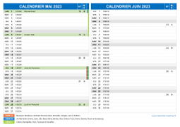 Calendrier scolaire pour Mai et Juin 2023 paysage 2