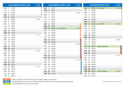 Calendrier scolaire pour Mars à Mai 2023 paysage 2