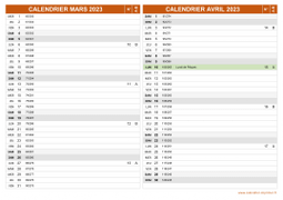 Calendrier pour les mois de Mars et Avril 2023 paysage 2