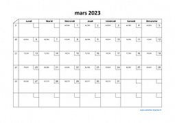 Calendrier mars 2023 modele 02
