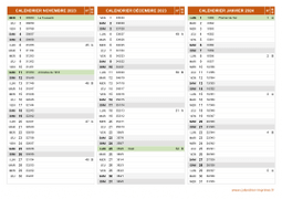 Calendrier pour les mois de Novembre 2023 à Janvier 2024 paysage 2