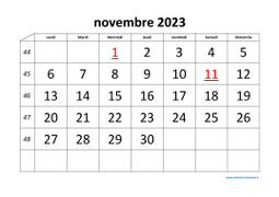 Calendrier novembre 2023 modele 01
