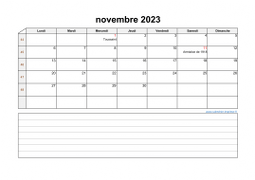 Calendrier novembre 2023 modele 07