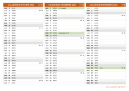 Calendrier pour les mois de Octobre à Décembre 2023 paysage 2