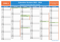 Calendrier scolaire 2023-2024 avec jours fériés - Zone A à imprimer - 2nd semestre