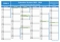 Calendrier scolaire 2023-2024 avec jours fériés - Zone B à imprimer - 2nd semestre