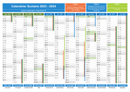 Calendrier scolaire 2023-2024 avec jours fériés - Zones A-B-C à imprimer