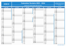 Calendrier scolaire 2023-2024 - Zone B à imprimer - 2nd semestre